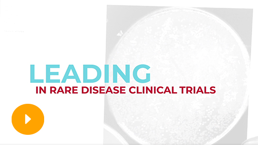 Text "Leading in rare Disease Clinical Trials"